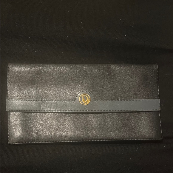 Dior Handbags - Dior Black Leather wallet with Gold Logo